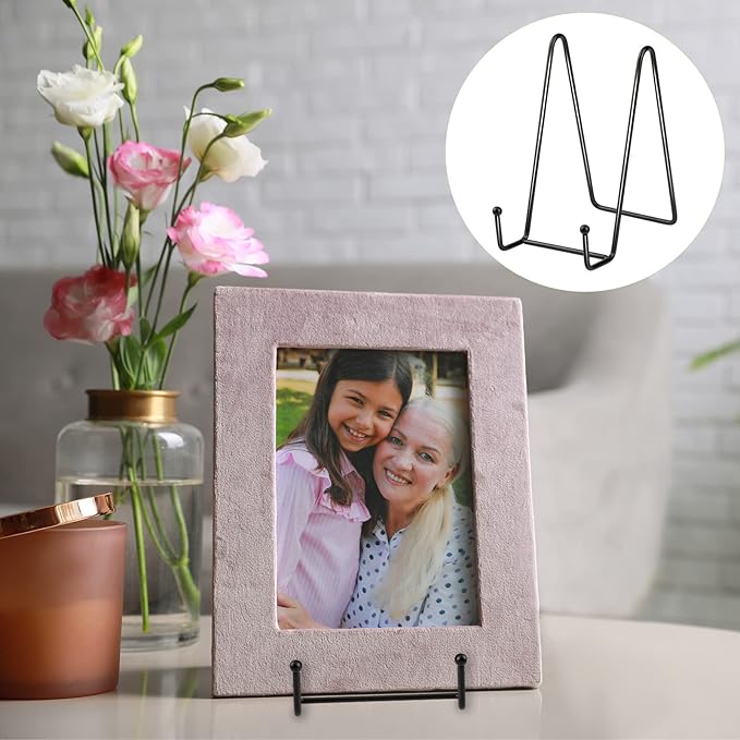 Hoteam 30 Pack Plate Stands for Display, 4 Inch Metal Frame Plate Holder Display Stand and 6 Inch Easel Rack for Pictures Photo Decorative Dish Collectibles Tabletop Art (Black)