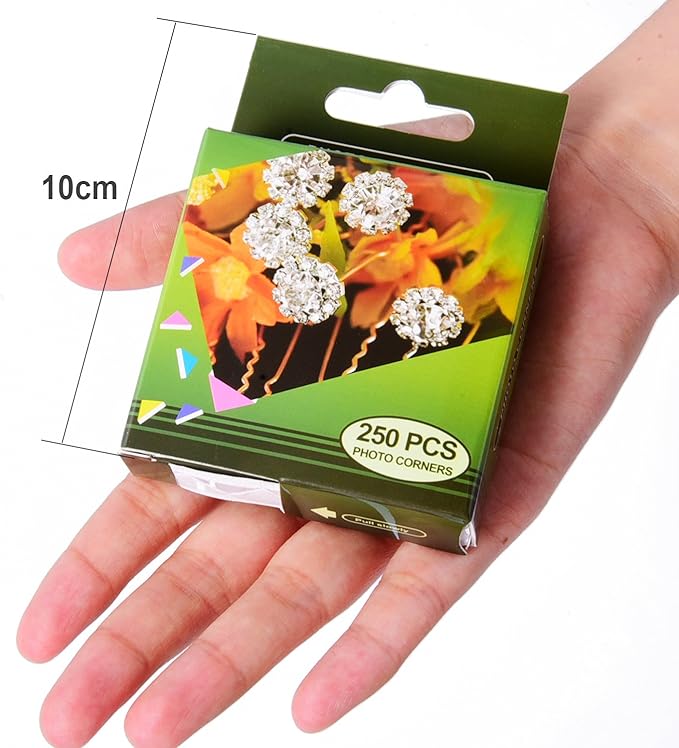 Clear Self-Adhesive Photo Corners Picture Mounting Corner Stickers for DIY Album Scrapbook, 250 Pieces/Pack (3 Pack)