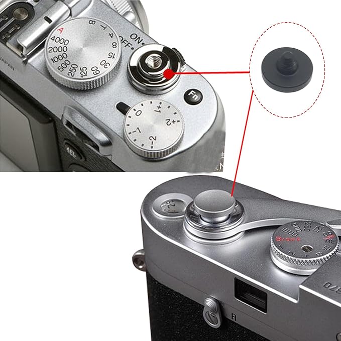 OZXNO 2 Pack Camera Shutter Button Solid Copper Shutter Release Button with Rubber Ring for Camera Black
