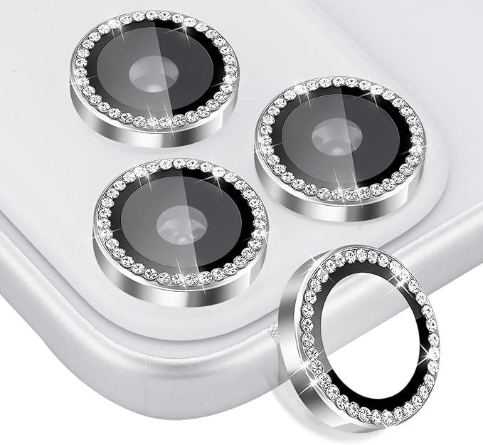 Camera Lens Protector for iPhone 17 Pro/17 Pro Max, Aluminum Alloy Tempered Glass Lens Protector with Installation Frame Fits for iPhone 17 Pro/17 Pro Max (Diamond Silver)