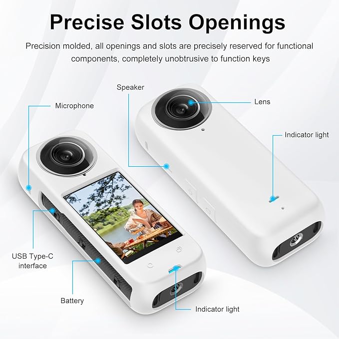 PULUZ Silicone Protective Case for Insta360 X4 with Lens Cap, Soft Camera Protective Cover and Standard Lens Guard for Insta 360 X4 Accessories(White)