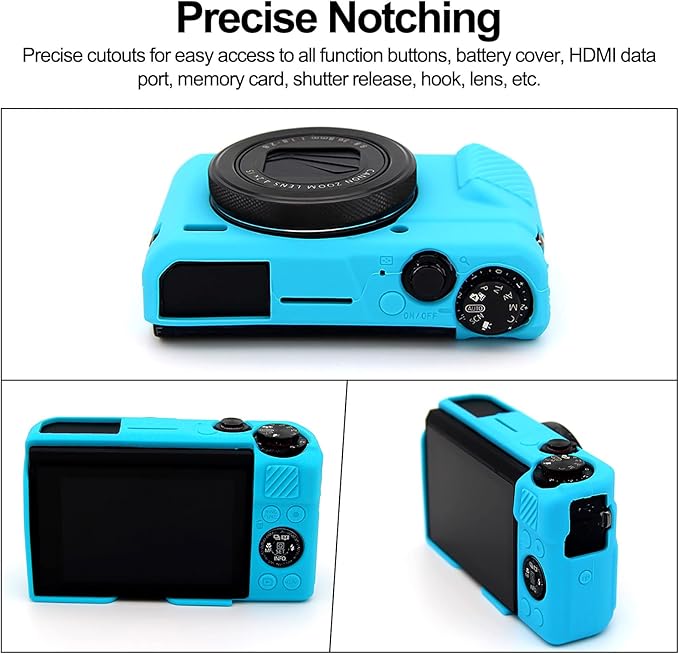 Easy Hood G7X Mark II Case G7X Camera Silicone Case, Soft Silicone Protective Cover for Canon Powershot G7X Mark II DSLR Camera (Blue)