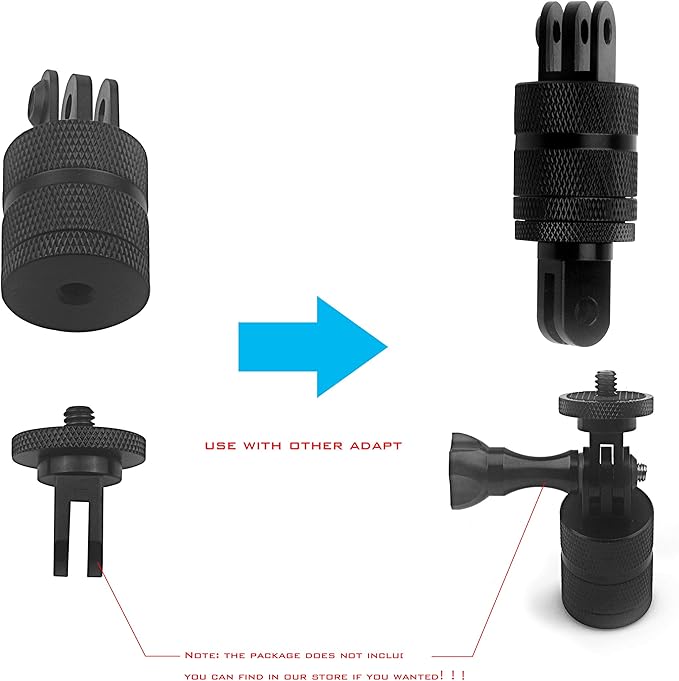 360 Degree Rotation Tripod Mount Adapter, Aluminum 1/4 inch 20 Camera Mount Adapter Compatible with GoPro 13/12 Black,Hero10/ 9/8/ 7/6/ 5/ Series,DJI, XiaoYi and Other Standard 1/4 Accessories