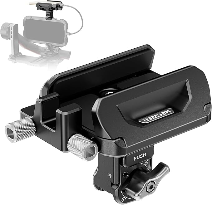 Neewer SSD Holder 40-65mm Quick Release SSD Bracket Mount with Cable Clamp Compatible with SmallRig Phone Cage for 16 Pro Max 15 Pro Max Samsung S24 Ultra T9 T7 T5 SanDisk, PA065