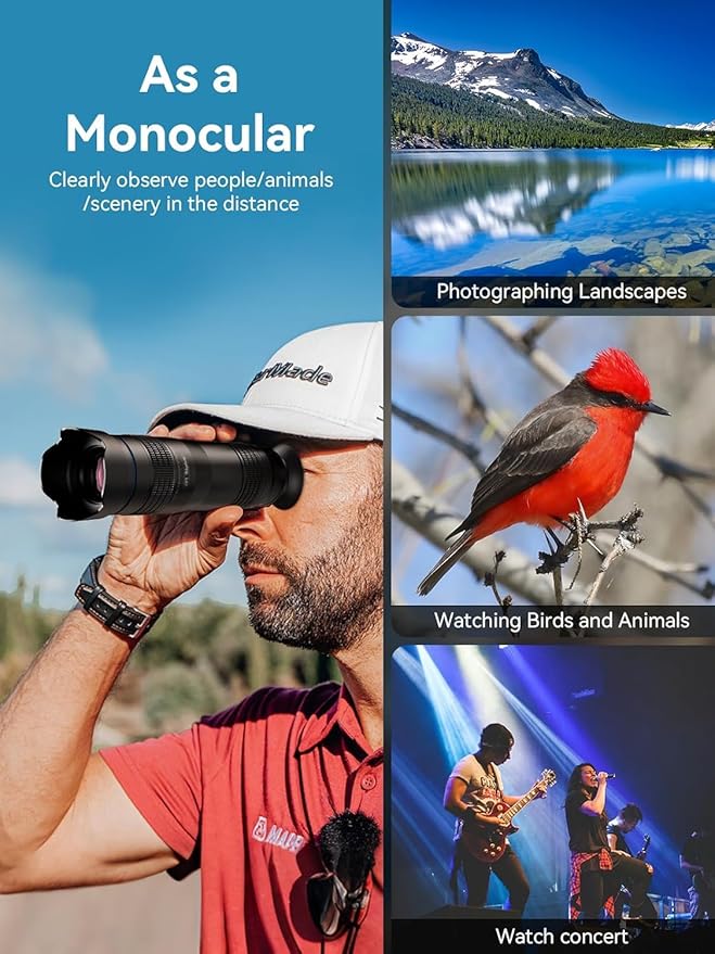MIAO LAB 28X HD Telephoto Lens for iPhone/Samsung/Android, High Power Telephoto Camera Lens with Universal Clip Compatibility Most Smartphone