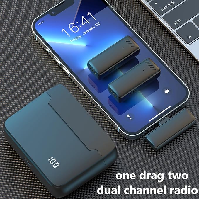 Wireless Lavalier Microphone for iPhone iPad, Video Recording Lapel Mic with Charging Compartment for Interview Video Podcast Vlog YouTube TikTok, Intelligent Noise Reduction, Plug and Play