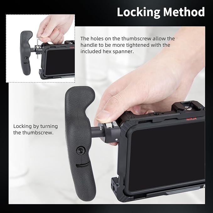 Nitze Side Handle Kit with 1/4" Screw and Retractable Locating Pins, 360° Adjustable Left and Right Side Handles for Smartphone/iPad/Monitor/Camera Cages - PA32D