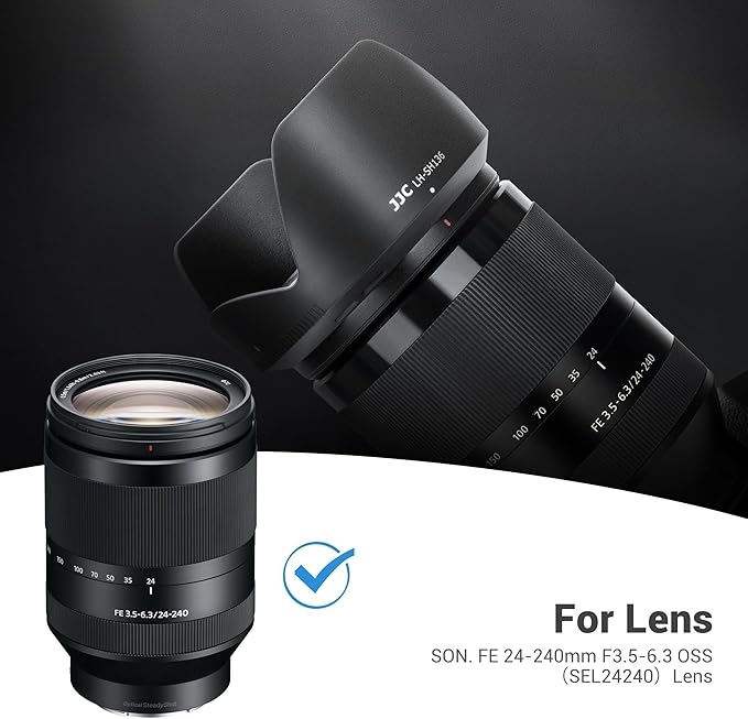 JJC ALC-SH136 Bayonet Reversible Lens Hood Shade for Sony FE 24-240mm F3.5-6.3 OSS Lens SEL24240, Replaces Sony ALC-SH136 Lens Hood, Allows to Attach 72mm Filter & Lens Cap