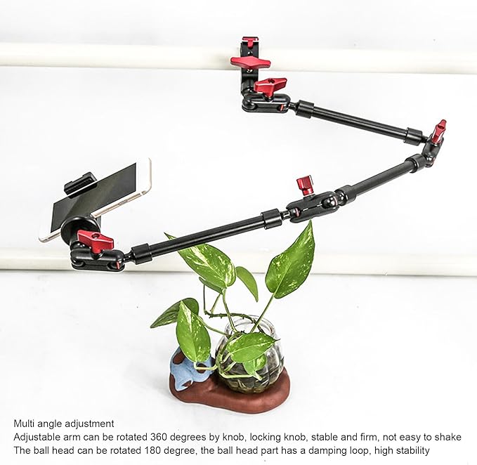 Yunseity 31Inch / 22inch Adjustable Articulating Friction Magic Arm, 360° Camera Clamp Mount with 1/4 Inch 3/ Thread, Super Desk Clamp Camera Mount Magic Arm for LED Lights