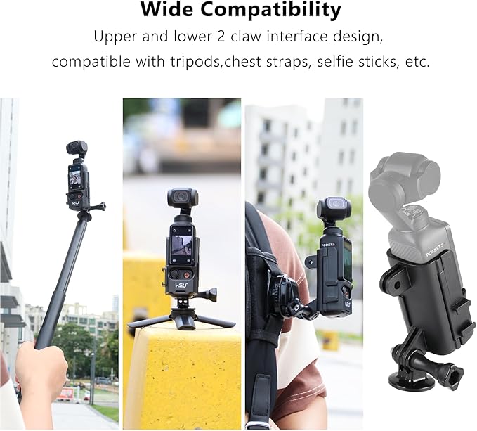 HSU Magnetic Expansion Adapter Mount Compatible with DJI Osmo Pocket 3, Magnet Extended Mounting Bracket Frame with Cold Shoe, Osmo Pocket 3 Quick-Release