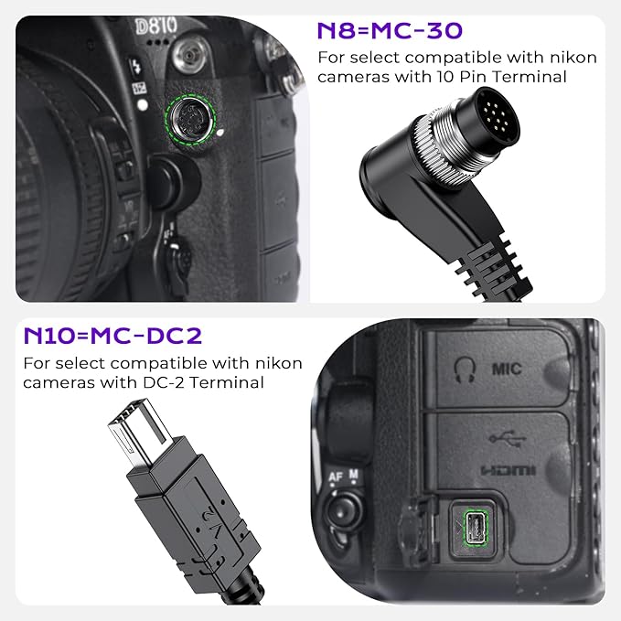 for Nikon Camera Rechargeable Remote Shutter Release - AODELAN Wireless & Wired Remote Control for Nikon Z8, Z9, Z7 II, Z5, D780, D6, Z6, Df, Z6 II, Z7, P950, Z fc, Z6 III; Replace MC-DC2 and MC-30