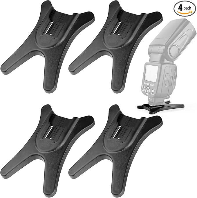 Anwenk Camera Flash Stand Flash Speedlight Hot Shoe Mount Stand with 1/4" Metal Tripod Thread for Flash Speedlight Speedlite, Compatible with Canon Nikon Sigma Olympus Panasonic Pentax 4 Pack