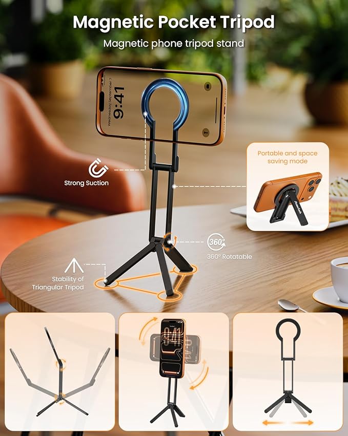 Magnetic Phone Tripod Smartphone Stand for Magsafe Tripod Phone Mount Selfie Stick for iPhone for Magsafe Accessories