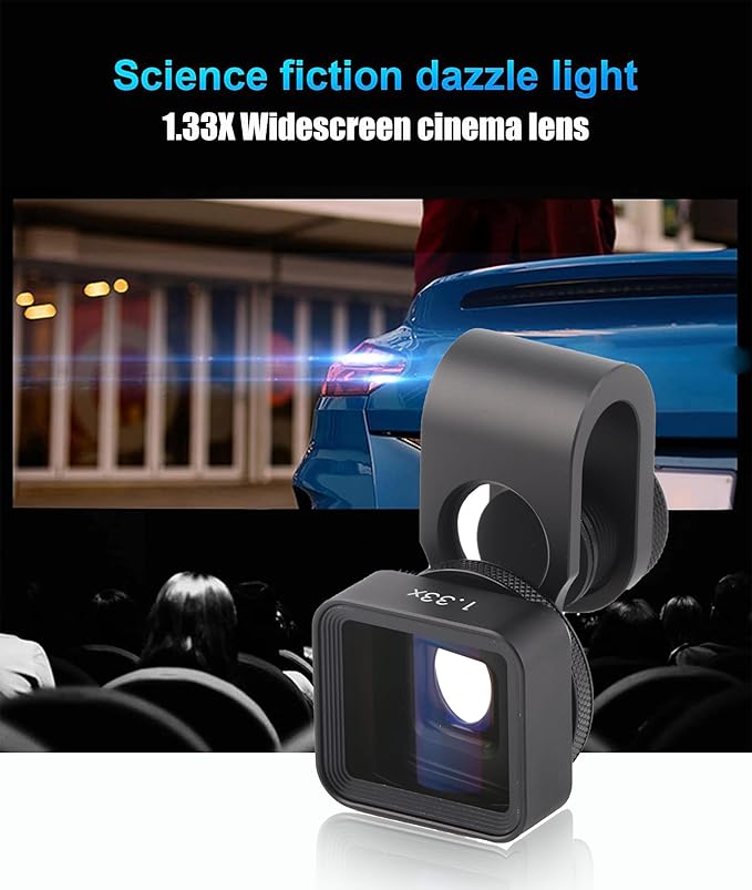 Mobile Anamorphic Lens, 1.33X Wide Screen Deformation Filmmaking Lens, Aluminum Alloy Optical Glass Phone Movie Len for Smartphones/iOS Pad