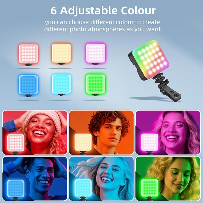 Zeadio Portable RGB Pocket Light with Clip - Adjustable 3000K-7000K Color Temperature Camera Light, CRI95, Small Video Selfie Light for Tabletop Filming/Selfie/Cell Phone/Photography, Pack of 1