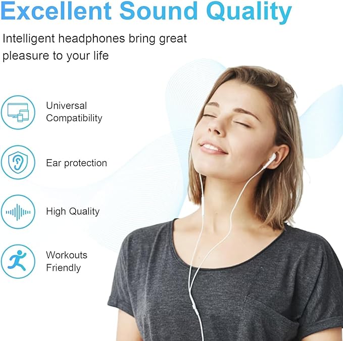 USB C Headphones Wired for iPhone 17/16, Type C Earphones with Microphone & Remote Noise Cancelling Earbuds for iPhone 16/15 Pro Max, iPad, Galaxy S23/S22/S21/S20/Ultra Note 10/20, Pixel 7/6/5/4