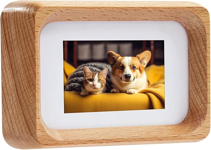 Kattepote 3 inch Wooden Mini Instant Photo Frames, with Mat for 1x2 inch Photos, Natural Beech Wood Mini 2 x 3 inch Tabletop Picture Frame Instant Camera Photo Frames (Beech)
