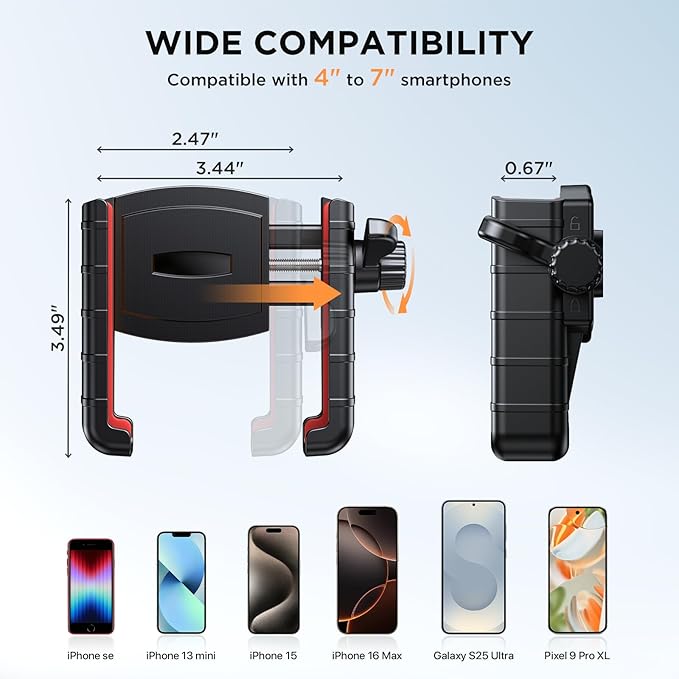 Miracase Bike Phone Holder, [Support Video Recording] Motorcycle Phone Mount, [Quick Lock] Bicycle Phone Mount Handlebar Cell Phone Clamp for Scooter, Friendly Compatible with iPhone Samsung Red