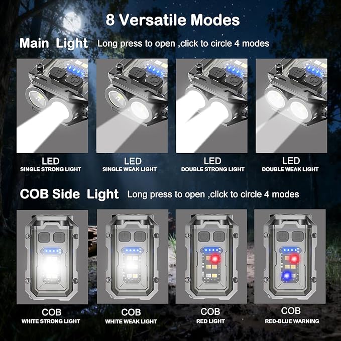 2PACK EDC Keychain Flashlight - Super Bright Mini Keychain Light with Hat Clip, Magnetic Base, Rechargeable Small Pocket Flash Lights for Emergency,Outdoor Activities,Walking Dog