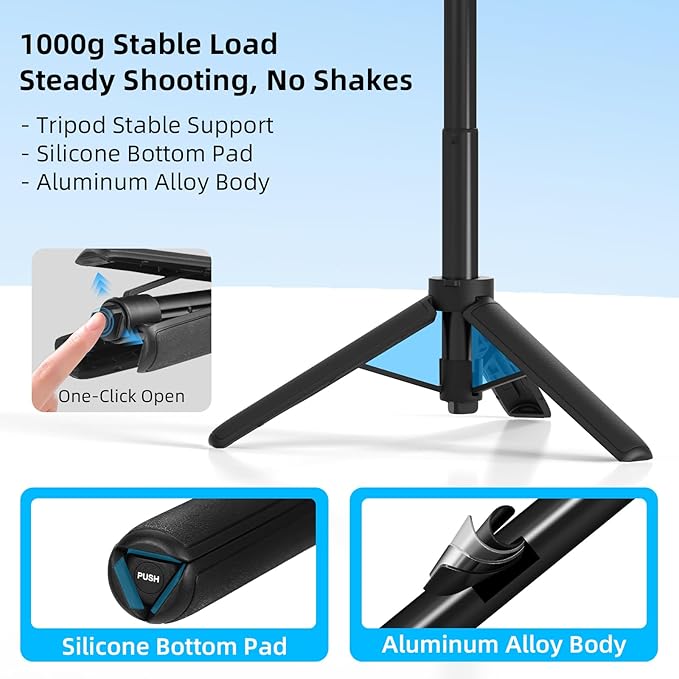 Flymile 21" Action 6 Camera Tripod, Magnetic Quick Release Adapter Selfie Stick Extended Pole Handle Grip with 360° Ball Head & Cold Shoe Mount, Mini Table Desk Tripod for DJI Osmo Nano Accessories