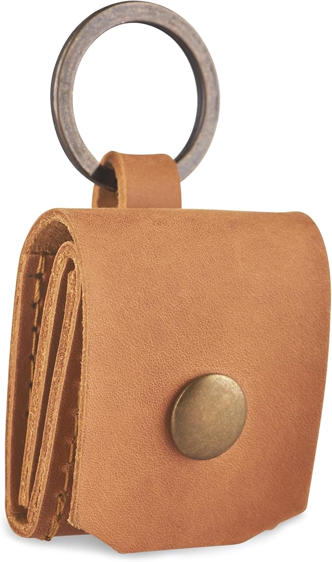Leather SD Card Holder Keychain, SD Card Case Key Fob, Micro SD Card Holder Organizer, SD Card Storage Case, Memory Card Case Cover, Travel Memory Card Case (Vintage Brown)