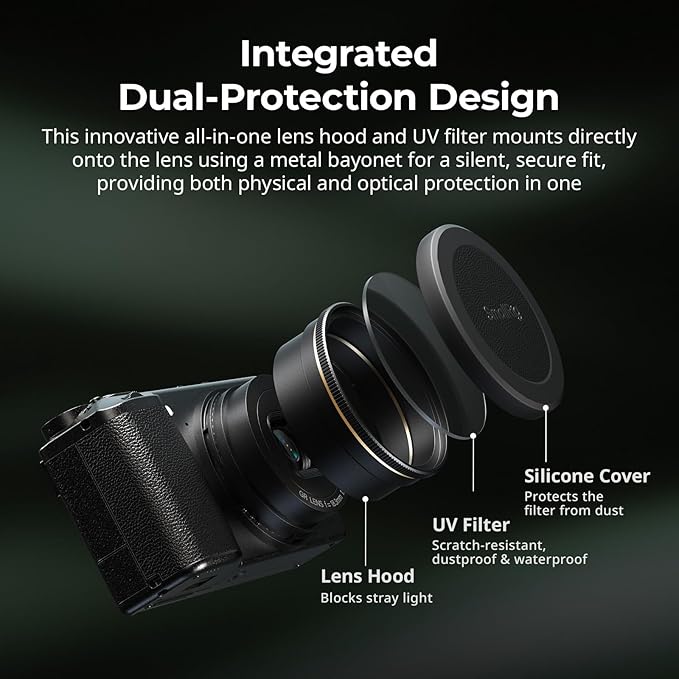 SmallRig UV Filter and Lens Hood All-in-One for RICOH GR IV GRIV with Silicone Protective Cap, Dedicated Sun Hood Reduce Straylight, Multi-Layer Coatings, Scratch Resistant - 5679