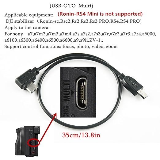 DYTDIEYINGTU DJI Stabilizer Ronin -SC/SC2/RS2/RS3/RS4 for Sony Multi Cable Camera Control Cable Shutter Release Connection to a7,a7m2,a7m3,a7m4,a7s,a7s2,a7s3,a7r,a7r2,a7r3,a7r4