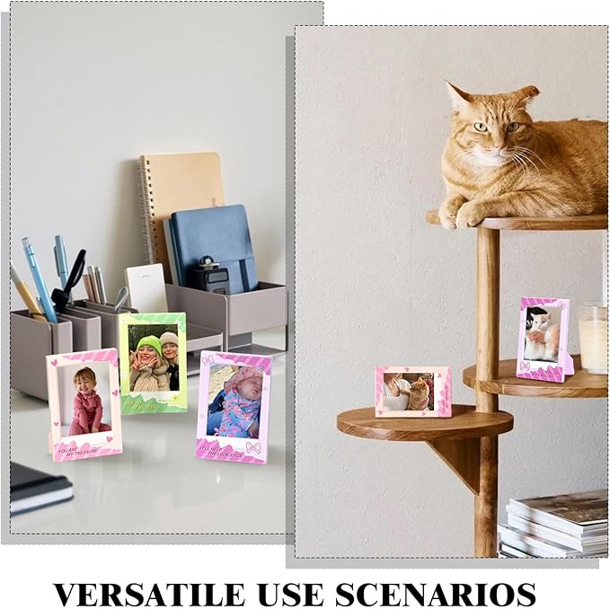 CAIYOULE Mini 3" Picture Frame for Fujifilm Instax Mini 41/12/11/EVO/SE/9/8/7+/99 Film Photo and Polaroid 3.4x2.2 Photo Frame Wallet Size Photo Refrigerator Tabletop Display Use, 5 Pack Colorful