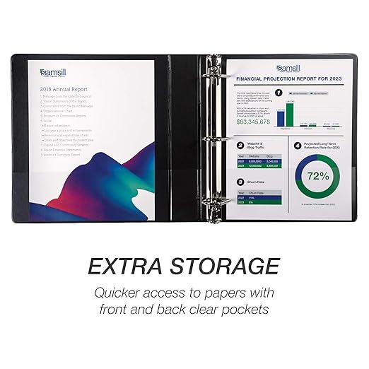 Samsill Durable 1.5 inch 3 Ring Binder, Made in USA, D Ring Binder, FSC 100% Recycled Chipboard, Black, 4 Pack