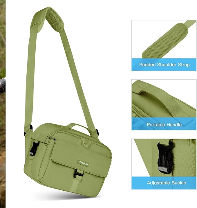 MOSISO Camera Shoulder Bag Case Crossbody Sling Purse, DSLR/SLR/Mirrorless Compact Padded Photography Handbag with Rain Cover Compatible with Canon/Nikon/Sony Cameras and Lenses, Army Green