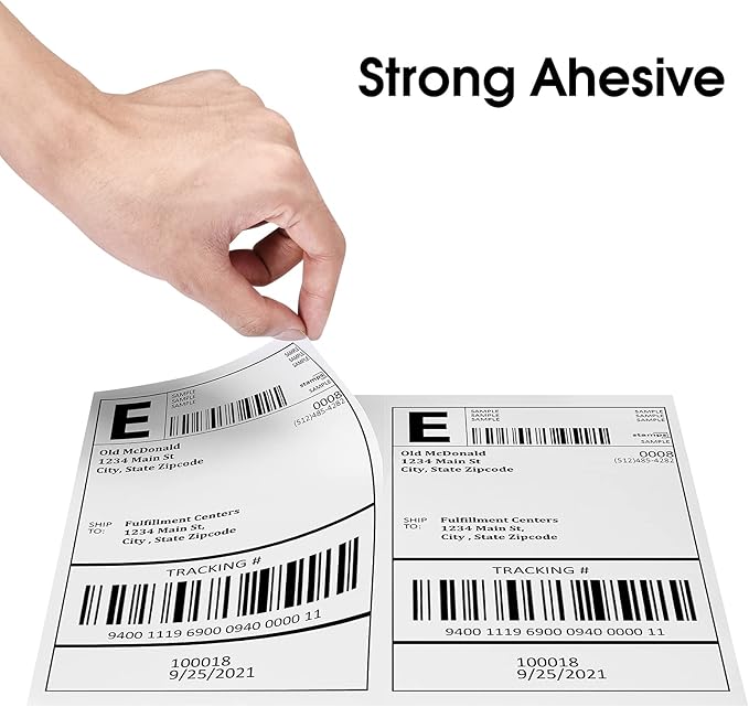 Shipping Labels, Pacific Mailer Half Sheet Shipping Label Compatible for Inkjet 2 Per Page 8.5 x 11 Self Adhesive Mailing Return Address Labels Printable Sticker Paper [100 Sheets/ 200 Labels, White]