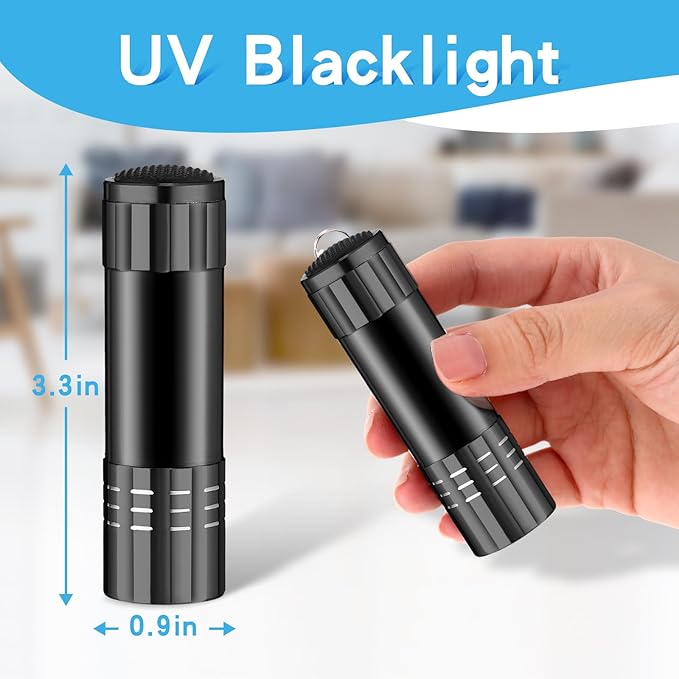 Riakrum 12 Pcs UV Blacklight Flashlights LED Handheld Mini Light Flashlight Small Portable Detector 395nm 9 LED Light for Pet, Carpet Dry Stains Detection, Spot Scorpions, Resin Curing (4 Colors)