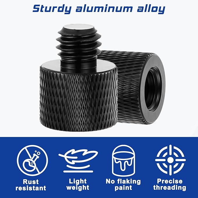Tripod Screw Adapter 6 Pcs Aluminum Threaded Converter 1/4 Male to 3/8 Female and 3/8 Male to 1/4 Female for Tripod Camera Monitor Mic Stand Light Stand (Black)