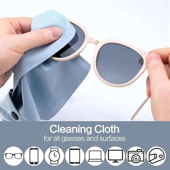 Vemiss 6 Pack Microfiber Glasses Cleaning Cloth, Wipes Lens Eyeglasses & Screens - Reusable, Portable with Keychain & Pouch - Sunglasses, Jewelry, Phone Cleaner Cloth (All Color)