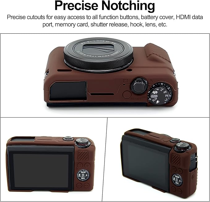 Easy Hood G7X Mark II Case G7X Camera Silicone Case, Soft Silicone Protective Cover for Canon Powershot G7X Mark II DSLR Camera (Coffee)