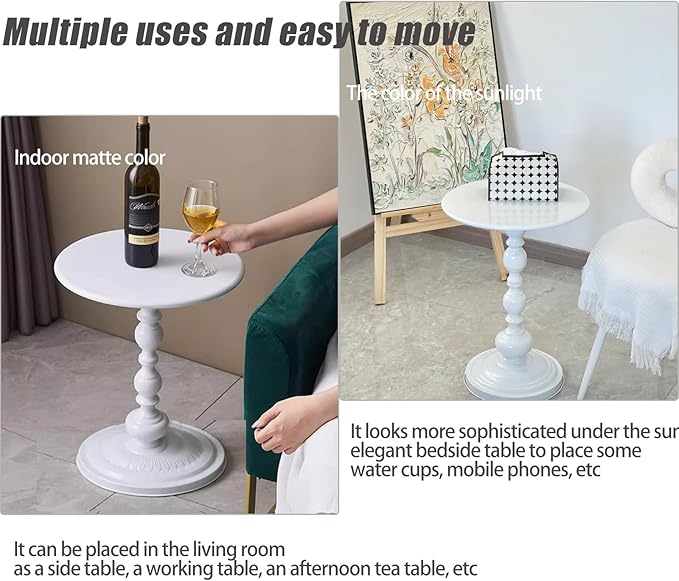 2 Set Pedestal Tables White TV Tray Table, Sofa Table, Small Side Table for The Sofa in The Living Room and Bedroom, Bed, Chair, Mini Coffee Table, Headboard Table, 20.47 (H) *13.78 (W)