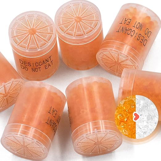 30 Packs 3 Gram Food Safe Desiccant Canister, Silica Gel Clear Capsules, Orange to White Indicating Desiccant Capsules, Desiccant Moisture Absorbers for Storage