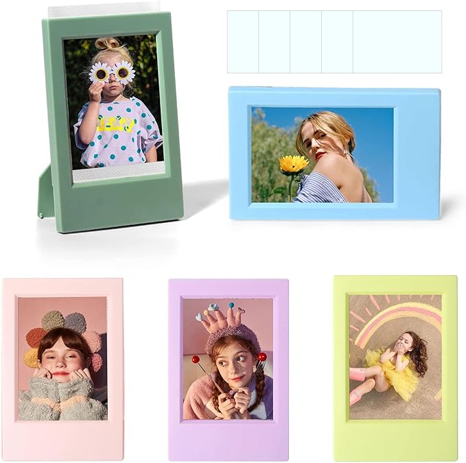 WOGOZAN 2x3 Mini Picture Frame for Fujifilm Instax Mini 12/11/99/41/40/SE/EVO Classic Polaroid Frames 2.15x3.4 Inches Photo Wallet Sized Picture Frame with Protective Film (Colorful) (5 Pack)