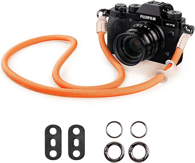 VOVMOEYA Camera Strap Rope,Camera Neck Strap Shoulder Strap for Fujifilm X100VI X100V XS20 XT5 for A6000 A6100 A6400 A6700 A7IV for Canon EOS R6 R10 for Nikon D850 D5600 D7500 - Orange