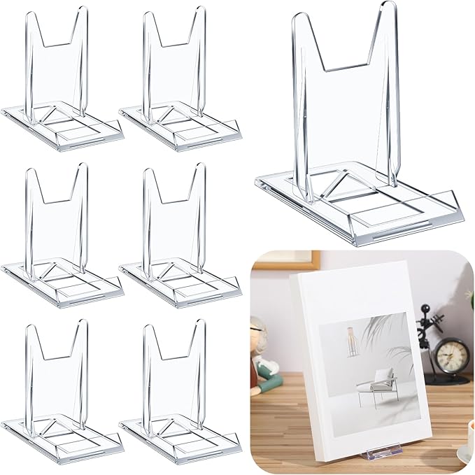 36 Pack Acrylic Book Stand for Display Adjustable Clear Display Holder Easel Collector Stand for Home Office Back to School Comic Album CD Magazine Postcard Artworks (4.2 x 4.3 x 2.35 Inch)