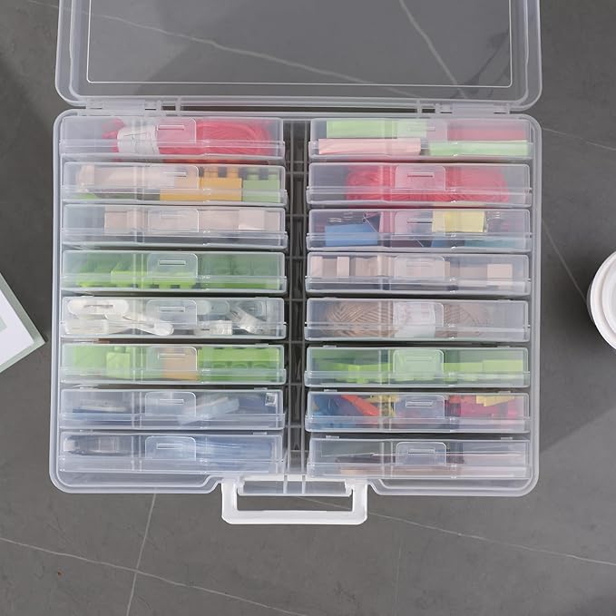 novelinks Transparent 4" x 6" Photo Cases and Clear Craft Keeper with Handle, 16 Inner Photo Organizers & Photo Storage Box, Plastic Photo Storage Containers (Clear -2Pack)