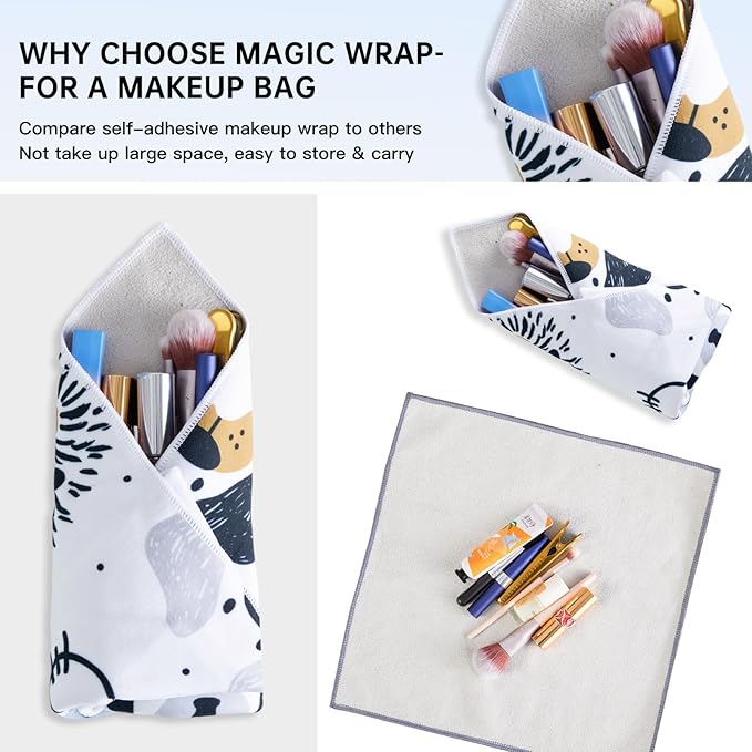 BEIYANG 17.7X17.7 Inch Camera Protective Wrap, White Dog Pattern Camera Case，Lens Protector Wrapper, Magic Self-Adhesive Cloth for Camera/Lens/Phone/DSLR/Laptop/Accessories