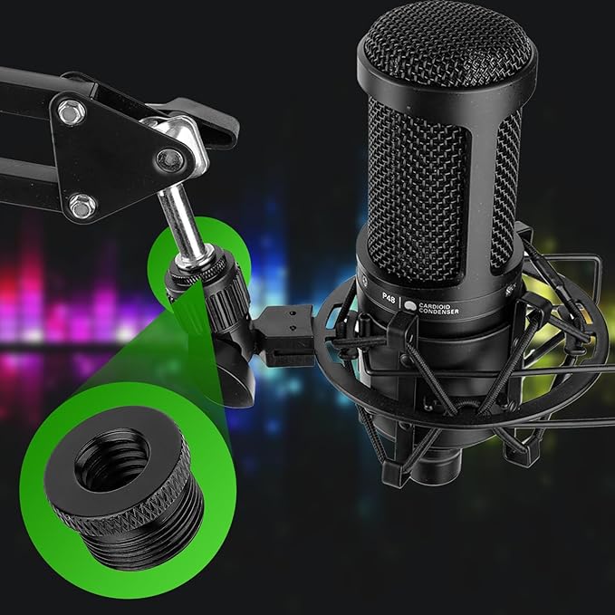 Mic Stand Adapter 5/8 Female to 3/8 Male and 3/8 Female to 5/8 Male Screw Adapter Thread for Microphone Stand Mount to Camera Tripod Adapter 2 Pack