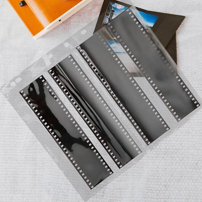 NUOBESTY 10pcs Negative Film Sleeves Waterproof Document Pouch with 120-hole Binder Storage Pages for Archival Photo Film Protection and Organization