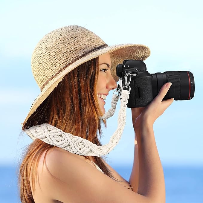 Weewooday Camera Strap for Photographers Cotton Woven Universal Neck Shoulder Camera Strap for DSLR SLR(31.5 x 1.5 Inches,White)