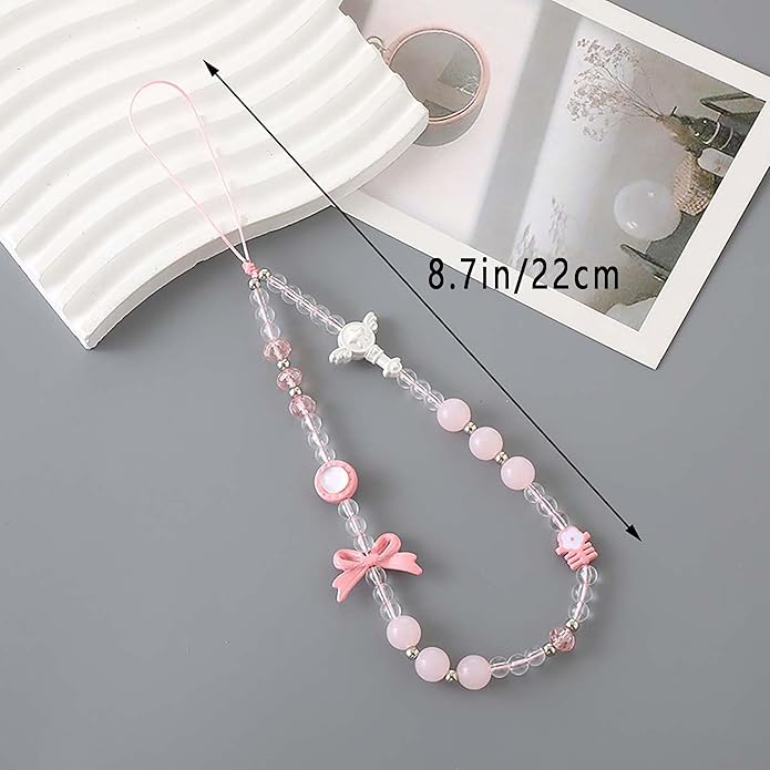 Beaded Phone Charm Lanyard Strap Girly Style Fixed Beads Pearl Lanyards