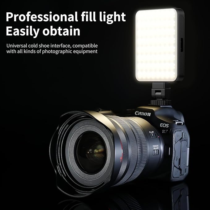 VRIG 128 LEDs Fill Light for Video Recording, 3 Color Temperatures, FD-128 Rechargeable Magnetic Selfie Light for iPhone Mag Safe, Pictures, Vlogging, Containing Clip, Cold Shoe Adapter & 1/4 Thread