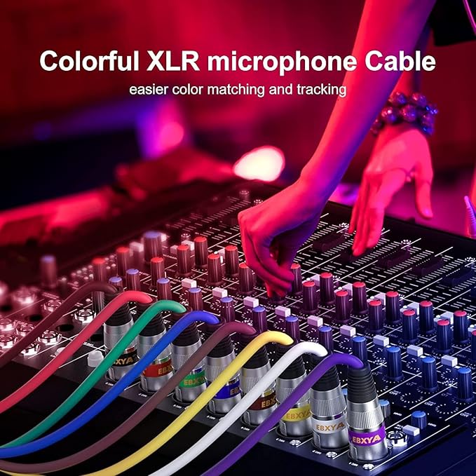 EBXYA XLR Microphone Cable - XLR Male to Female Cable 6ft 6 Color Packs with 3-Pin Balanced XLR Cables for Mic Mixer, Recording Studio, Speaker