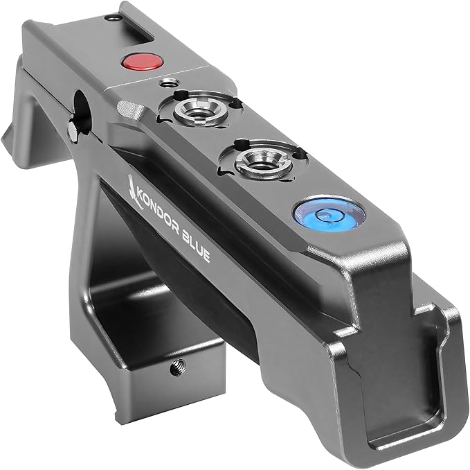 KONDOR BLUE | Talon XL Top Handle with Trigger REC for Cameras | NATO Rail, Arri mounts, Cold Shoes, Remote Start/Stop REC Button, Molded Rubber Grip, & Bubble Level | Space Gray