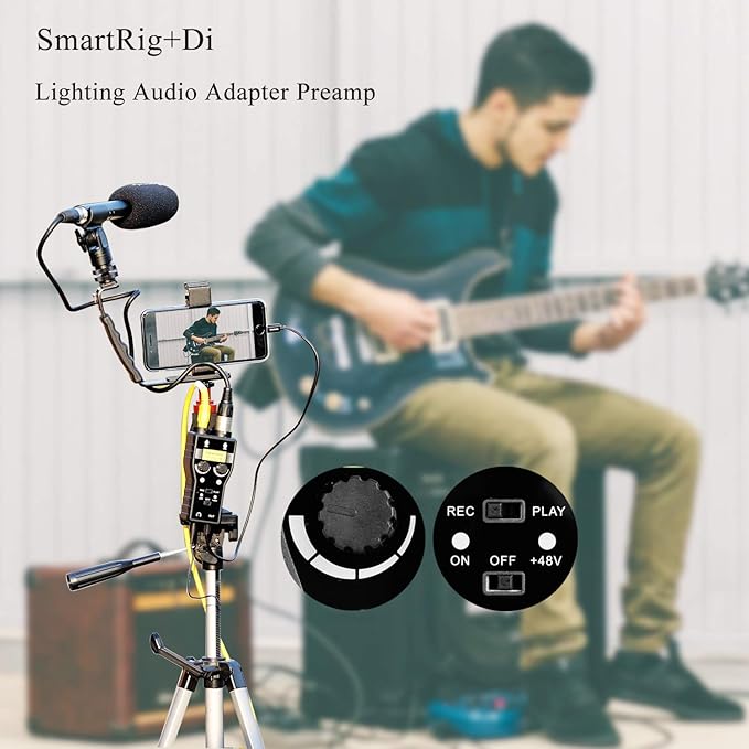Lightning Microphone Preamp Compatible with iPhone 11 X 8 7 6 Vlog, Saramonic 2-Channel Lightning Mic XLR & 6.3mm Guitar Interface for iPad iPod, iOS Smartphone Tablet YouTube Video